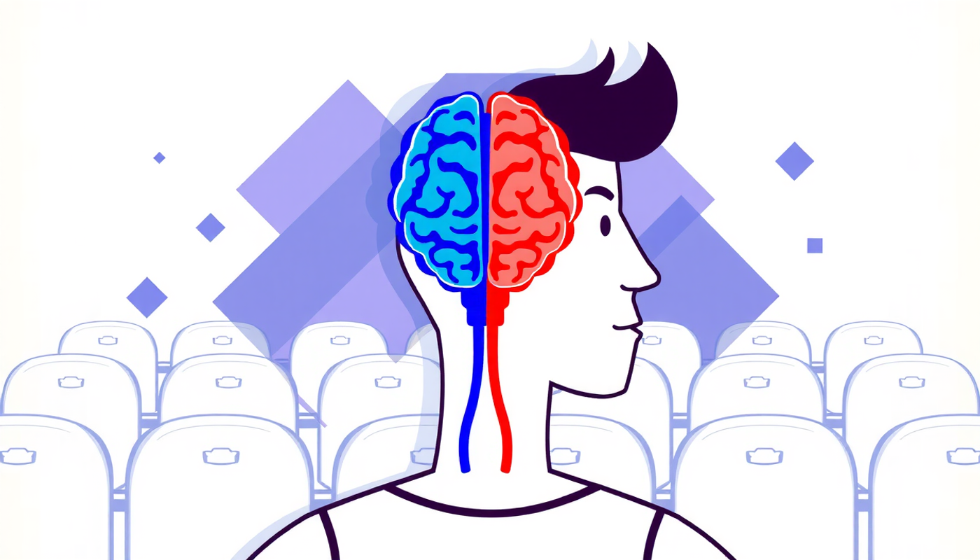 دانشجو در سالن سخنرانی با همگرایی اطلاعات بینایی و شنیداری