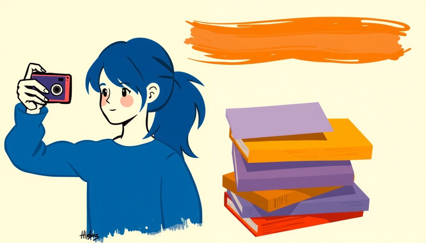 Student recording a lecture with flashcards in a split screen design.