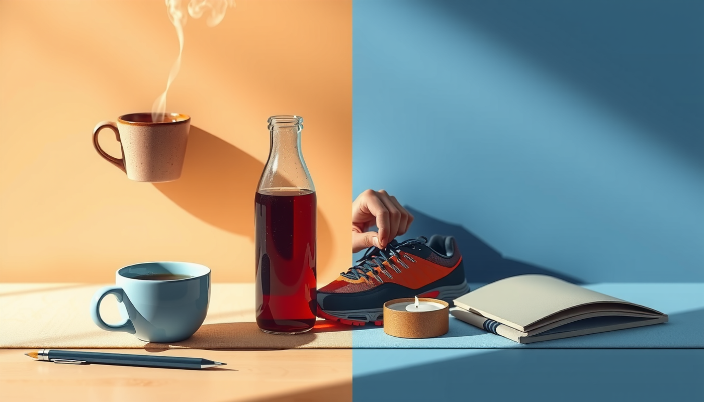 Study desk divided into four quadrants, each reflecting different moods.