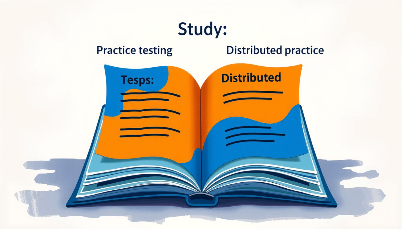 Infographic displaying 10 study techniques with effectiveness ratings and highlights.