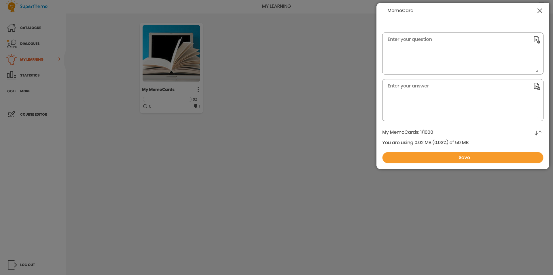 supermemo application panel view