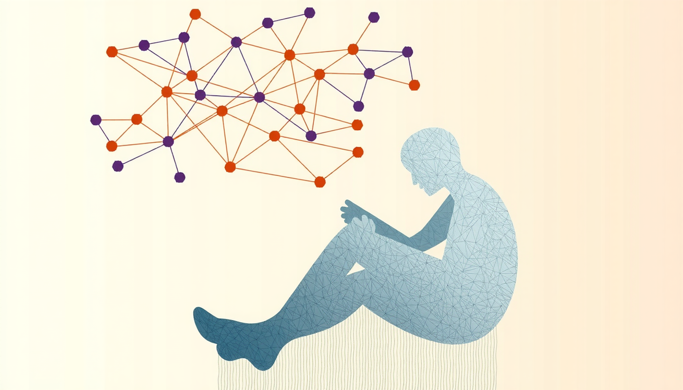 Toddler's brain with glowing connections beside an adult studying.