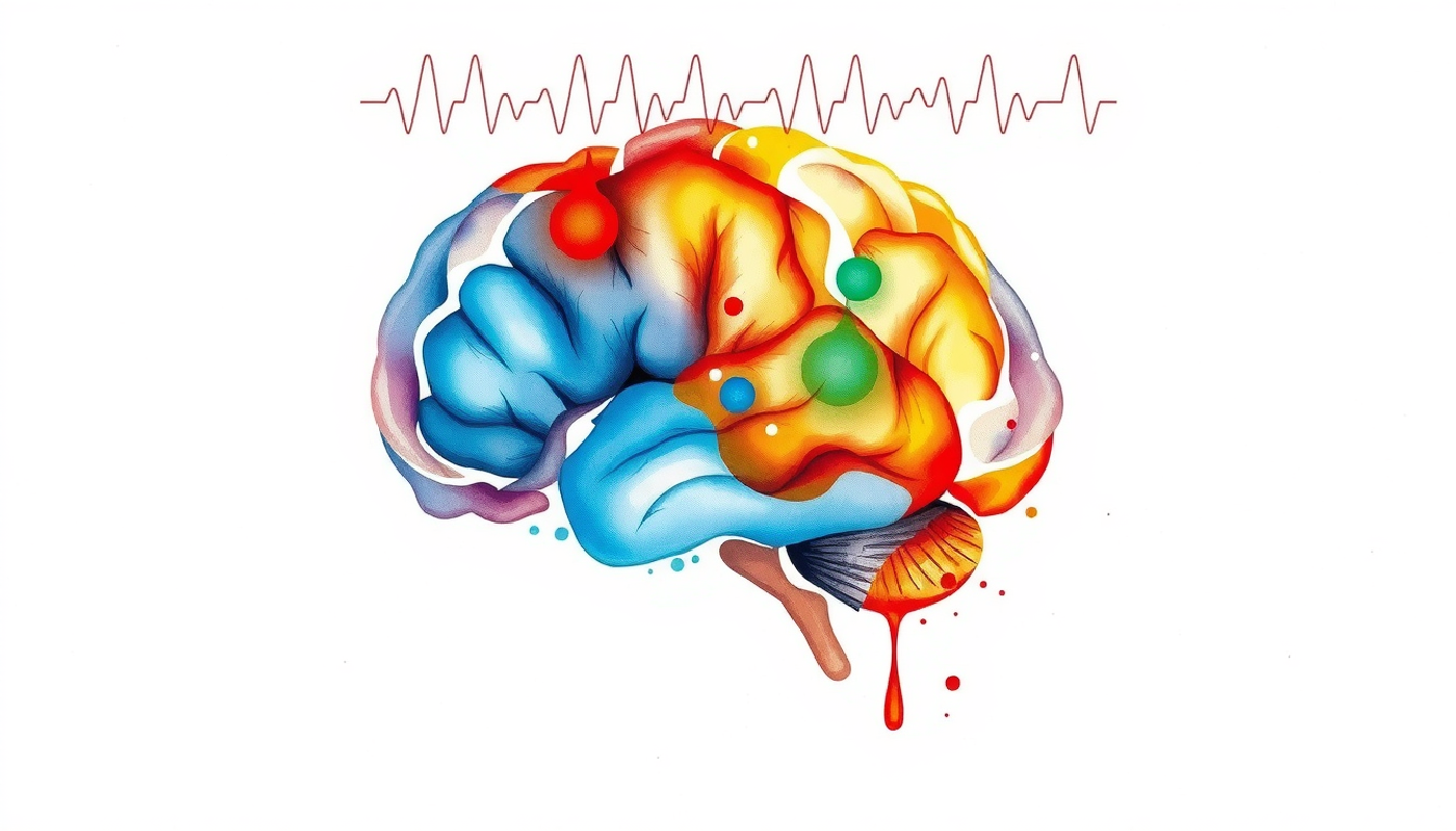 Translucent brain model highlighting active memory and DMN deactivation.