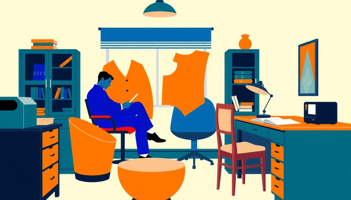 1920s Cornell psychology lab with subjects studying and sleeping, sepia tones.