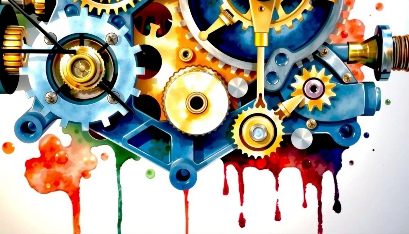 Extreme close-up of vintage brass clockwork machinery with intricate gears.