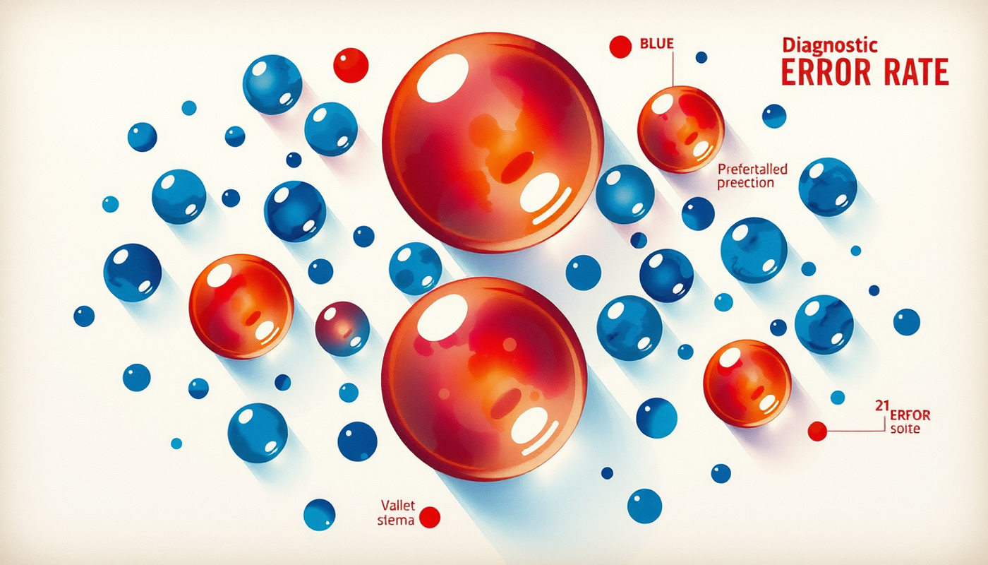 Abstract data visualization of 100 spheres highlighting 5% error rate.