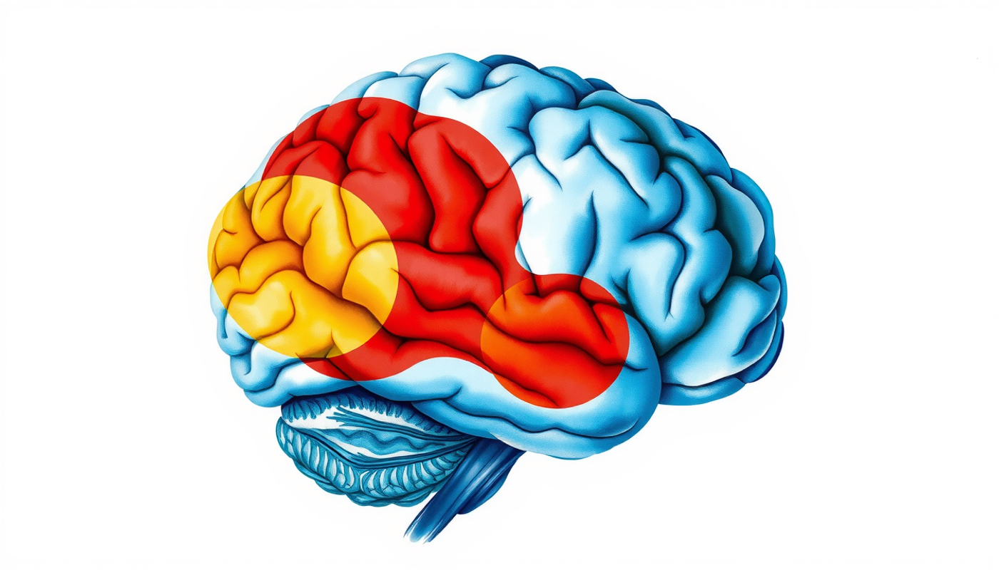 Brain highlighting hippocampus, precuneus, and prefrontal cortex with Alzheimer's pathology.