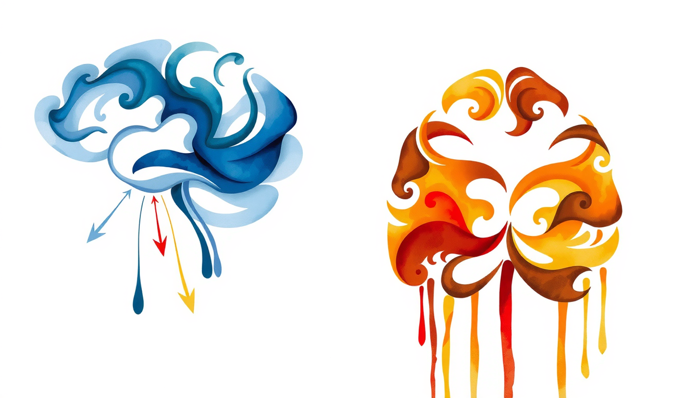 Conceptual diagram of brain structures highlighting similarities and differences.
