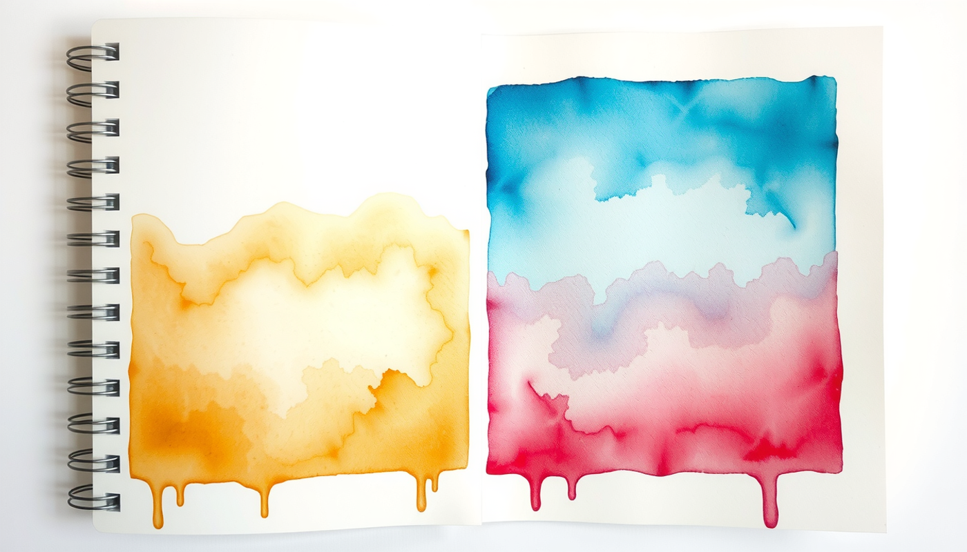 Contrasting colored blocks symbolizing memory retention methods on notebook page.