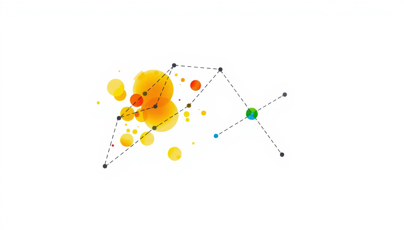 Abstract eye-tracking heat map showing contrasting fixation patterns on an oval.