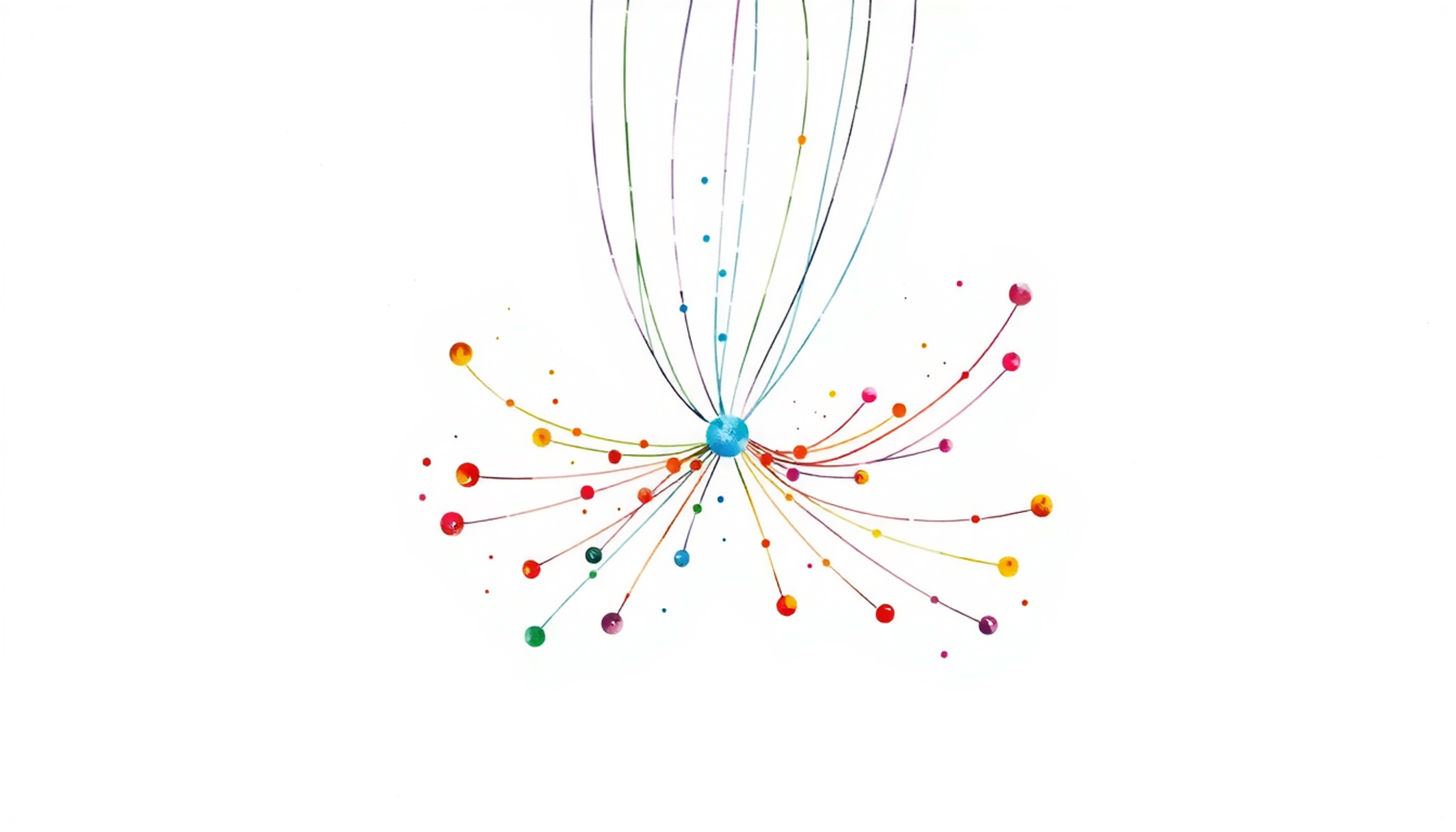 Glowing filament branching into threads, deep blue and gold hues.