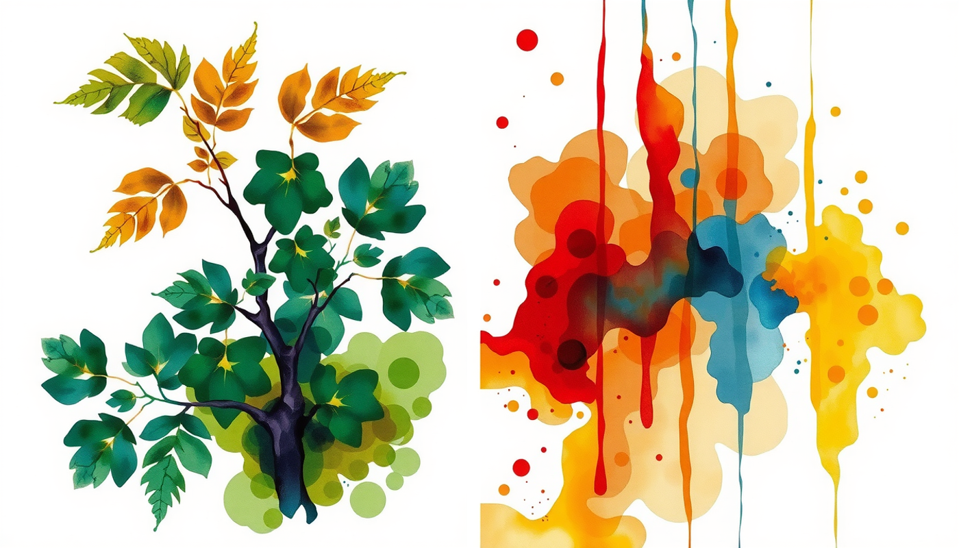Crisp and blurred views of a dense forest side by side.
