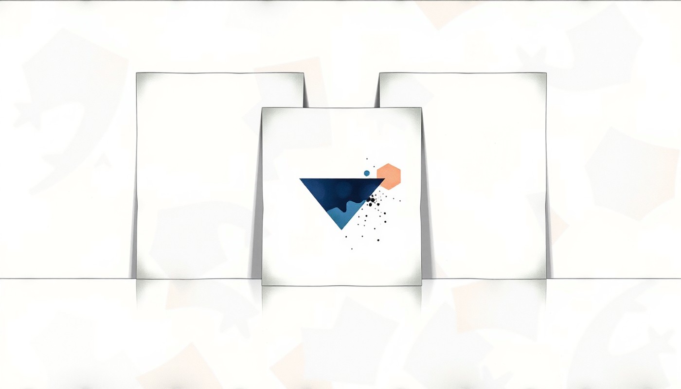Receding paper sheets with progressively distorted geometric shapes.
