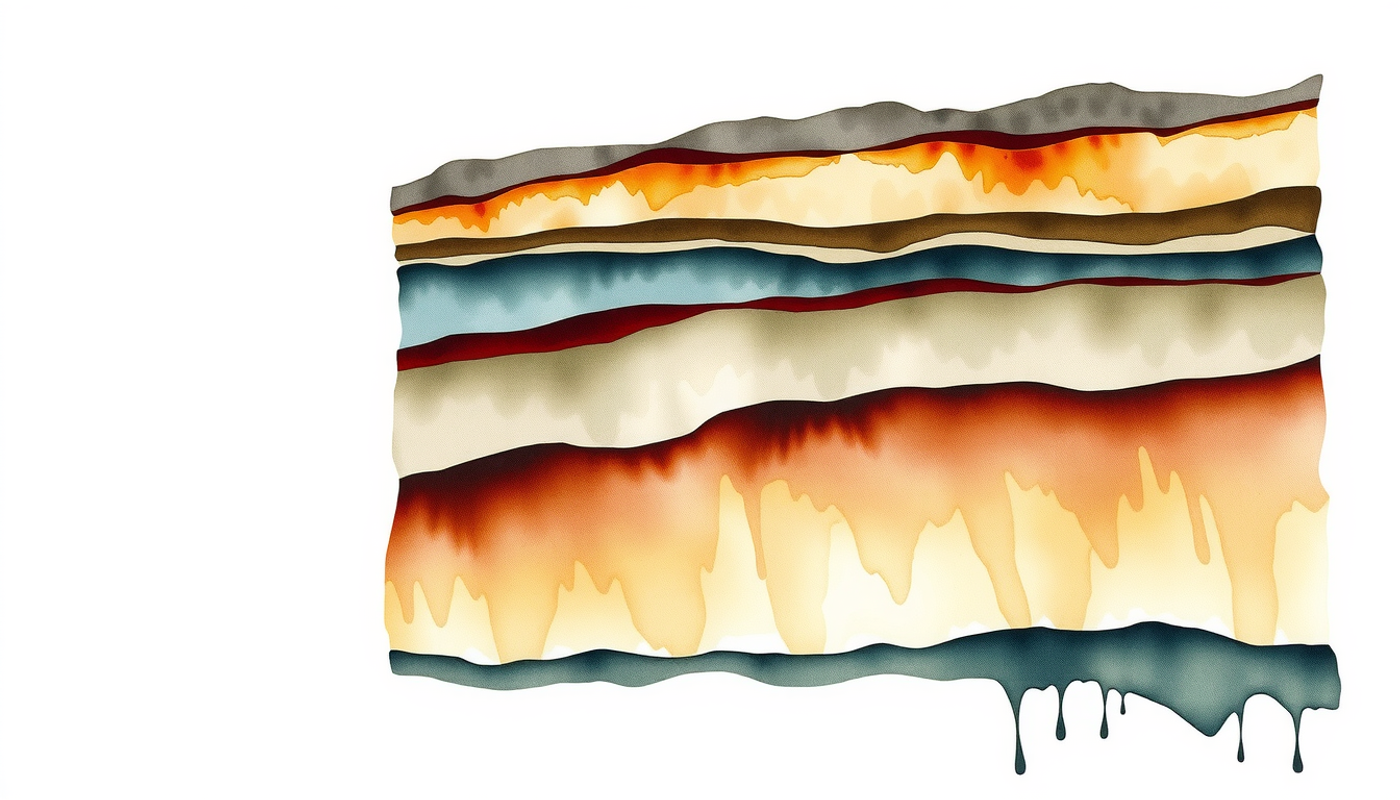 Colorful sedimentary rock layers with natural daylight highlighting textures.