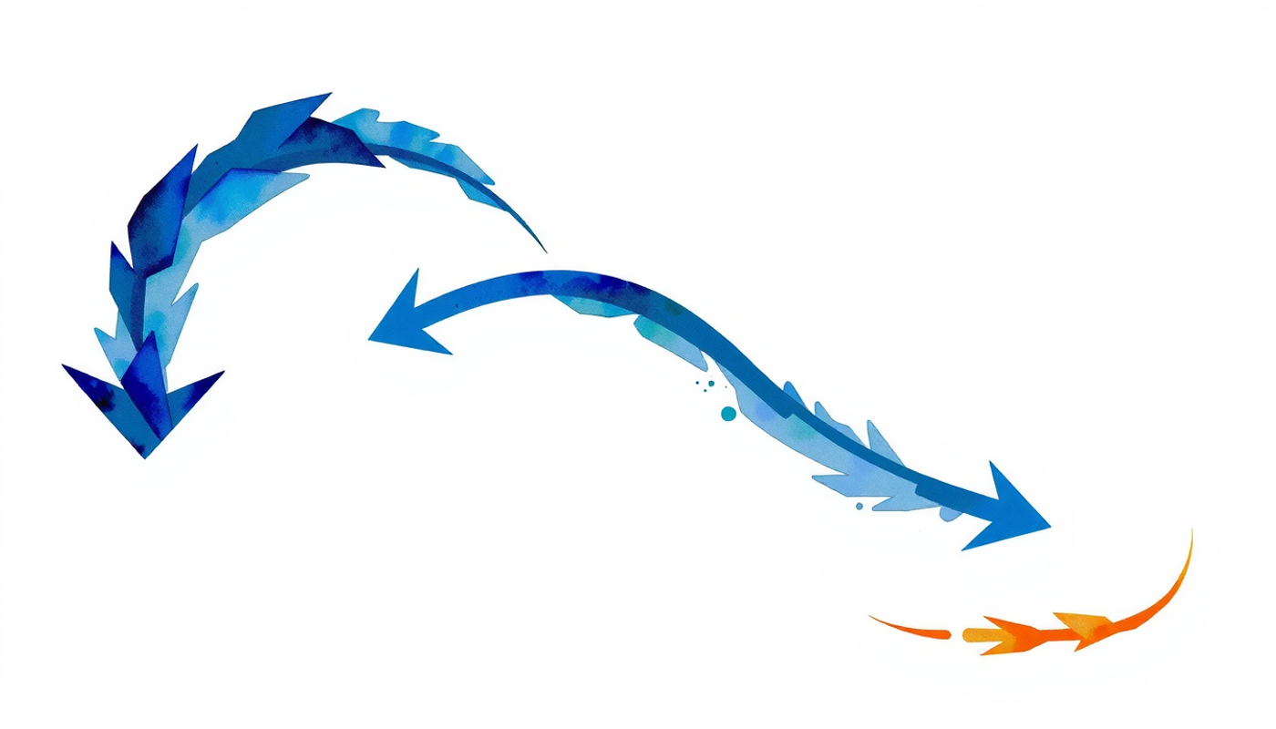 Diverging study pathways: vibrant retrieval loops vs. fading reading path.
